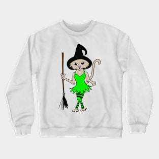 Halloween Witch Cat Crewneck Sweatshirt